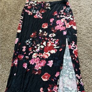 Polly & Esther Pink and Red Midi Pencil Skirt with Slit